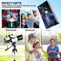Telescope for Adults, 70Mm Astronomical Refractor Telescope, Portable Travel Telescope for Kids Beginners for Moon Stargazing Outdoor Camping