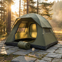 Tent 4 Person Tents for Camping with 2 Doors & Rainfly | Portable Waterproof & Windproof Tents, Large Mesh Ventilation, Easy Setup Family Tent for Camping, Hiking and Backpacking — Studio Shot