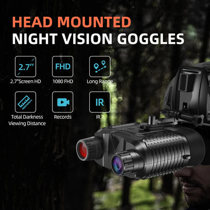 Hands-Free Head Mounted Night Vision Binocular 1080P HD Digital Infrared USB Rechargeable Lightweight for Hunting Camping