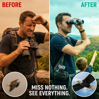 Binoculars 12X25 for Adults and Kids Compact Binocular Waterproof Binocular Wide Field of View for Bird Watching,Hiking,Hunting,Concert — Before & After