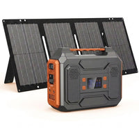 300-Watt Portable Solar Generator W/ Foldable 60-Watt Monocrystalline Solar Panel and 280Wh for Camping, RV, Outdoor Use — Studio Shot
