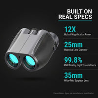 Binoculars 12X25 for Adults and Kids Compact Binocular Waterproof Binocular Wide Field of View for Bird Watching,Hiking,Hunting,Concert — Results & Stats