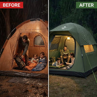 Tent 4 Person Tents for Camping with 2 Doors & Rainfly | Portable Waterproof & Windproof Tents, Large Mesh Ventilation, Easy Setup Family Tent for Camping, Hiking and Backpacking — Before & After