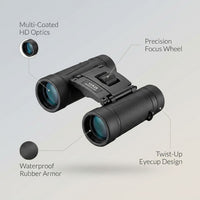 Binoculars 12X25 for Adults and Kids Compact Binocular Waterproof Binocular Wide Field of View for Bird Watching,Hiking,Hunting,Concert — infographic
