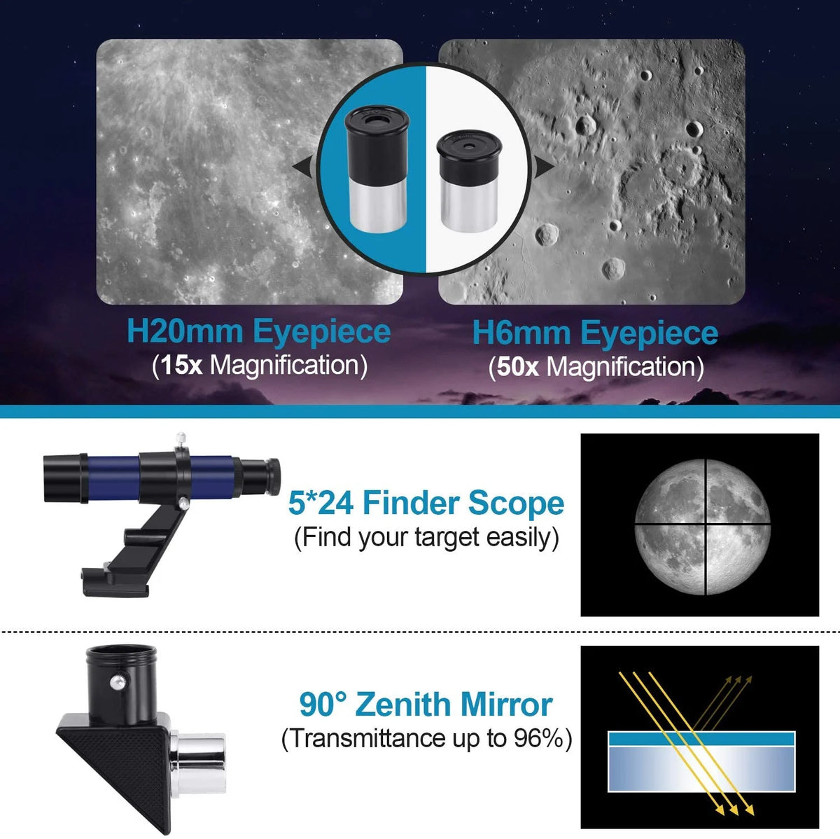 Telescopes for Kids Adults Beginners, 70MM Telescope for Astronomy, Refractor Telescopes with Tripod