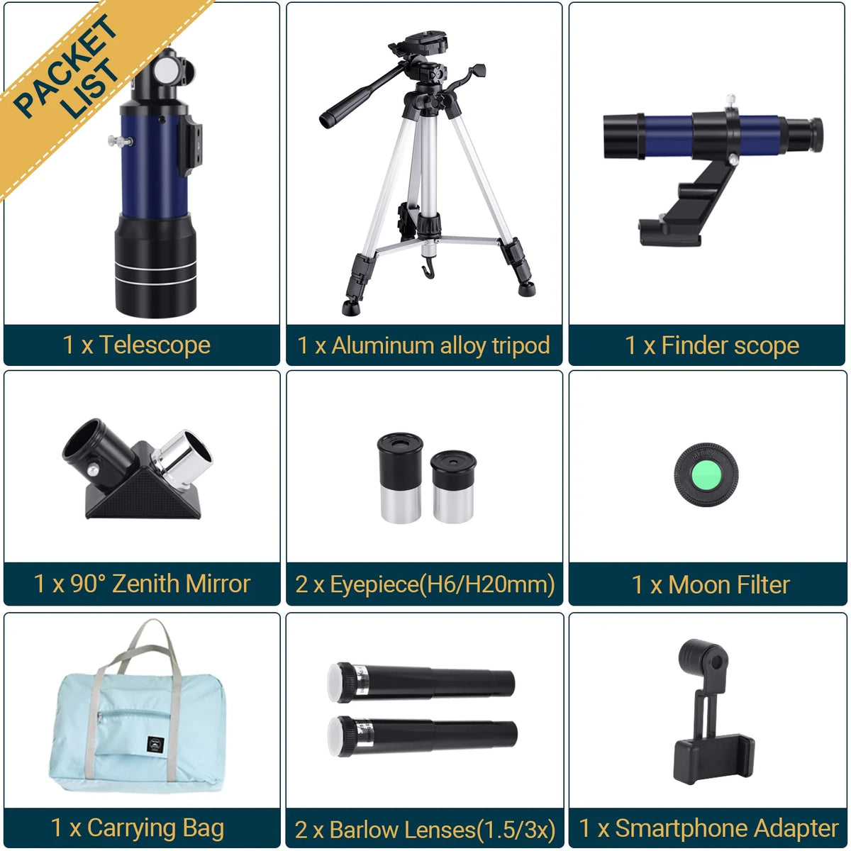 Telescopes for Kids Adults Beginners, 70MM Telescope for Astronomy, Refractor Telescopes with Tripod