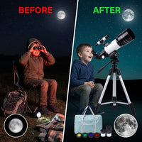 Telescope for Adults, 70Mm Astronomical Refractor Telescope, Portable Travel Telescope for Kids Beginners for Moon Stargazing Outdoor Camping — Before & After