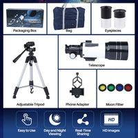 Telescope for Adults, 70Mm Astronomical Refractor Telescope, Portable Travel Telescope for Kids Beginners for Moon Stargazing Outdoor Camping