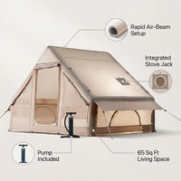 Inflatable Tents for 3-5 Person Camping Tent Blow up Tent W/ Pump & Stove Jack — infographic