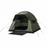 Family Camping Tent Built for Outdoor Adventures, 4 Person, 2 Doors, Waterproof Rainfly, Mesh Ventilation